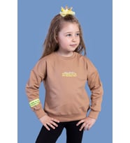 Toontoy Kız Çocuk Baskılı Sweatshirt (Kahverengi)