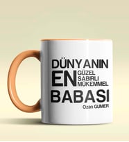 Kişiye Özel Dünyanın En En En Babası 2 Temalı Siyah Kupa Bardak (Turuncu)