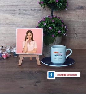 Teknoloji ve Tasarım Öğretmeni Fotoğraflı Dekoratif Taş, Ahşap Altlıklı Türk Kahvesi Fincanı Hediye (Model 4)