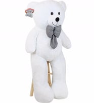 150 Cm Papyonlu Büyük Lila Ayıcık %100 Yerli (Beyaz)