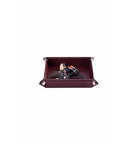 Masaüstü Organizer Düzenleyici Deri Dekoratif Sepet Kare Desktop Organizer Rainbow Vegan 16,5x16,5 cm (Bordo)