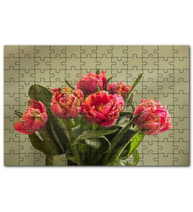 Cakapuzzle Kırmızı Laleler ve Yeşil Yaprakları Puzzle Yapboz MDF (Ahşap) (1000 Parça)