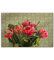 Cakapuzzle Kırmızı Laleler ve Yeşil Yaprakları Puzzle Yapboz MDF (Ahşap) (1000 Parça)