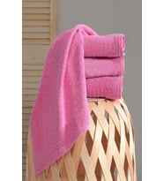 4 lü El Yüz Havlu Takımı Pamuklu Desensiz Düz Renk Havlu Seti 50x90 Cm (Pembe)