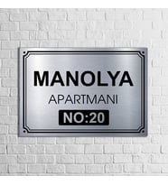Apartman-Site Kapı İsimliği Kapı Tabelası 20x29 Cm (Gümüş)
