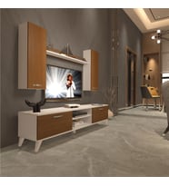 Decoraktiv Eko 5D Mdf Dvd Retro Tv Ünitesi Tv Sehpası - Beyaz - Pera (Beyaz - Ceviz)