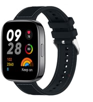 Sneezy Xiaomi Redmi Watch 3 Active İle Uyumlu Dikiş Desenli Dokuma Silikon Kordon (Siyah)