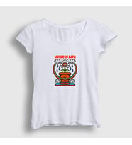 Presmono Kadın Sarı Water Is Life Çiçek T-Shirt 289413tt (Beyaz)