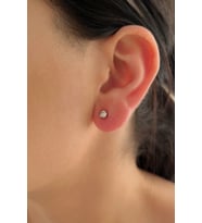 14 Ayar Altın Beyaz Işıltılı Top Küpe Küçük
