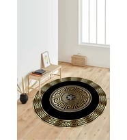 Dijital Baskılı Kaymaz Taban Yıkanabilir Yuvarlak Salon Halısı Koridor Halısı Paspas NDY-HK-11 (Siyah)