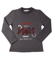 Toontoy Kız Çocuk Sweatshirt Start Varak Baskılı (Antrasit Melanj)