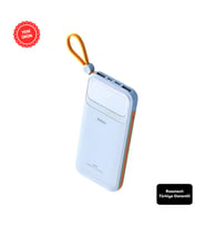 Rosstech RS-500 20.000MAH 22.5W Pd Powerbank Dijital Ekranlı 6 Portlu Dahili Çift Kablolu - Siyah (Mavi)