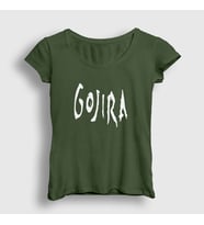 Presmono Kadın Sarı Logo Gojira T-Shirt 53028tt (Haki)