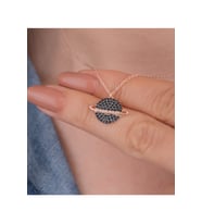 Gezegen Satürn Siyah Zirkon Taşlı Model Gümüş Kadın Kolye (Rose)