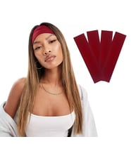 4'lü Spor Saç Bantları - Elastik Kaymaz İnce Saç Ter Kafa Bandı Bandana, Kadın & Erkek Koşu Fitness Yoga Pilates Makyaj Yüz Yıkama Atletik Egzersiz Saç Bandı (Bordo)