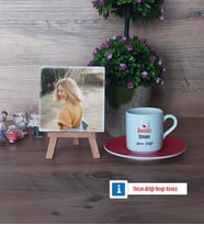 Anestezi Uzmanı Fotoğraflı Dekoratif Taş, Ahşap Altlıklı Türk Kahvesi Fincanı Hediye Anestezi Uzmanına Tıp Bayramı Hediyesi (Model 3)