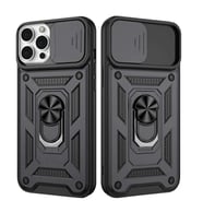 Apple iPhone 12 Pro Uyumlu Kızaklı Kamera Korumalı Tank Kılıf (Siyah)