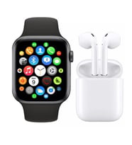 Akıllı Saat T500 Plus + Airpods Kablosuz Kulaklık İkili Set Ios Android Uyumlu (Siyah - Beyaz)