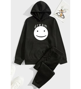 Unisex Dream Baskılı Eşofman Takımı (Siyah)