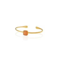 Kadir Jewellery Zirkon Taşlı Ayarlanabilir 22 Ayar Altın Kaplama Bilezik (Kırmızı)