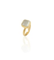 Kadir Jewellery 22 Ayar Altın Kaplama Zirkon Taşlı Kadın Minimal Yüzük (Gri)