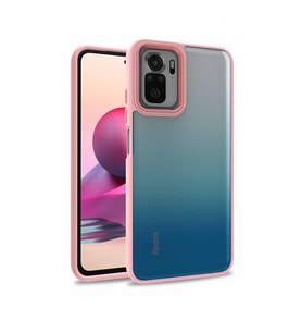 Xiaomi Redmi Note 10S Kılıf Kamera Nikelaj Kenar Renkli Kapak (Rose)
