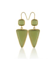 Kadir Jewellery 22 Ayar Altın Kaplama Kadın Sallantılı Küpe -El İşçiliği Ve Hipoalerjenik Küpe (Zeytin Yeşili)