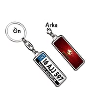 Kişiye Özel Ferrari Kırmızı Parlama Logo Tema Plaka Anahtarlık (Gümüş)