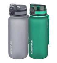 Uzspace 2'li Tritan Matara Seti 650 ml 14 Farklı Renk Seçeneği FiftyFifty (Gri - Mint Yeşili)