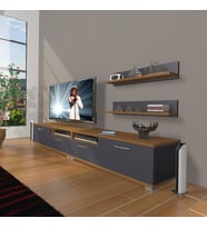 Decoraktiv Eko 220r Mdf Tv Ünitesi Tv Sehpası (Antrasit - Ceviz)