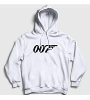 Presmono Unisex Gri Logo 007 Film James Bond Kapüşonlu Sweatshirt 258117tt (Beyaz)