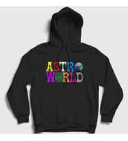 Presmono Unisex Gri Astroworld V2 Travis Scott Kapüşonlu Sweatshirt 44215tt (Siyah)