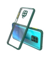 Xiaomi Redmi Note 9 Pro Kılıf Kenar Renkli Sararmaz Şeffaf Kapak (Koyu Yeşil)