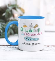 Biyoloji Öğretmeni Tasarımlı Kişiye Özel Kupa Bardak (Mavi)