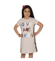 Toontoy Kız Çocuk Gıve Me Pul Nakışlı Elbise (Kahve Melanj)