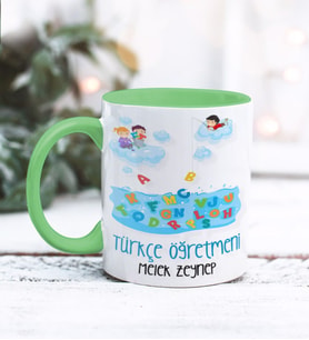 Türkçe Öğretmeni Tasarımlı Kişiye Özel Kupa Bardak (Yeşil)