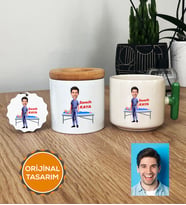 Kişiye Özel Karikatürlü Fizyoterapist Hediye Seti T Kupa, Kalemlik, Anahtarlık Erkek Fizyoterapiste Tıp Bayramı Hediyesi (Yeşil)