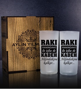 eJOYA Kişiye Özel Kutusunda 2'li Rakı Bardağı Hediye Seti 107225 (Kırmızı)