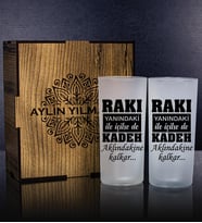 eJOYA Kişiye Özel Kutusunda 2'li Rakı Bardağı Hediye Seti 107225 (Kırmızı)