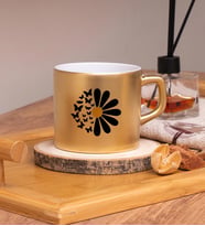 Seraclass Papatya Tasarım Renkli Nescafe Fincanları (Gold)