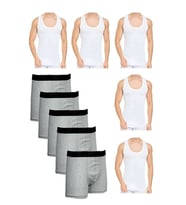 Tezzgelsin Erkek Ekonomik Paket Atlet Ve Boxer Set 5 Atlet 5 Boxer (Beyaz-Gri)