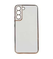 Galaxy S22 Plus Kılıf Zore Bark Kenarları Altın Renk Kılıf (Beyaz)