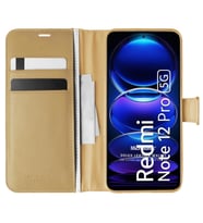 Microsonic Xiaomi Redmi Note 12 Pro 5G Kılıf Delux Leather Wallet Siyah (Altın)