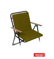 XPERMATE Arkalıklı Sandalye Minderi Su İtici Kumaş 40x40 cm Sünger Sırtlıklı Sandalye Minderi Bağcıklı (Yeşil)