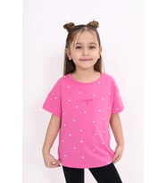 Toontoy Kız Çocuk Baskılı Tişört (Koyu Mor)