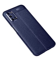 Oppo A52 Kılıf Zore Niss Deri Desenli Silikon Kılıf (Lacivert)