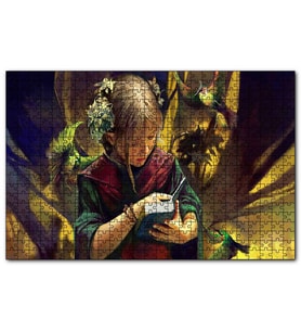Cakapuzzle İncil Okuyan Küçük Kız ve Çiçekler  Puzzle Yapboz MDF (Ahşap) (1000 Parça)