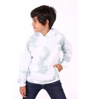 Toontoy Erkek Çocuk Kapüşonlu Bastik Desenli Sweatshirt (Yeşil)