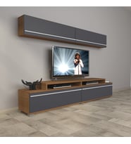 Decoraktiv Ekoflex 5 Mdf Tv Ünitesi Tv Sehpası (Antrasit - Ceviz)
