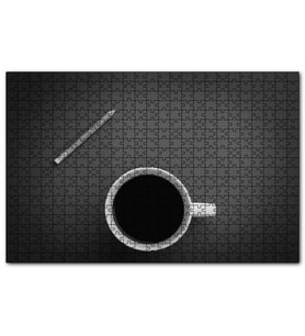 Cakapuzzle Beyaz Seramik Fincanda Kahve ve Kurşun Kalem  Puzzle Yapboz MDF (Ahşap) (500 Parça)